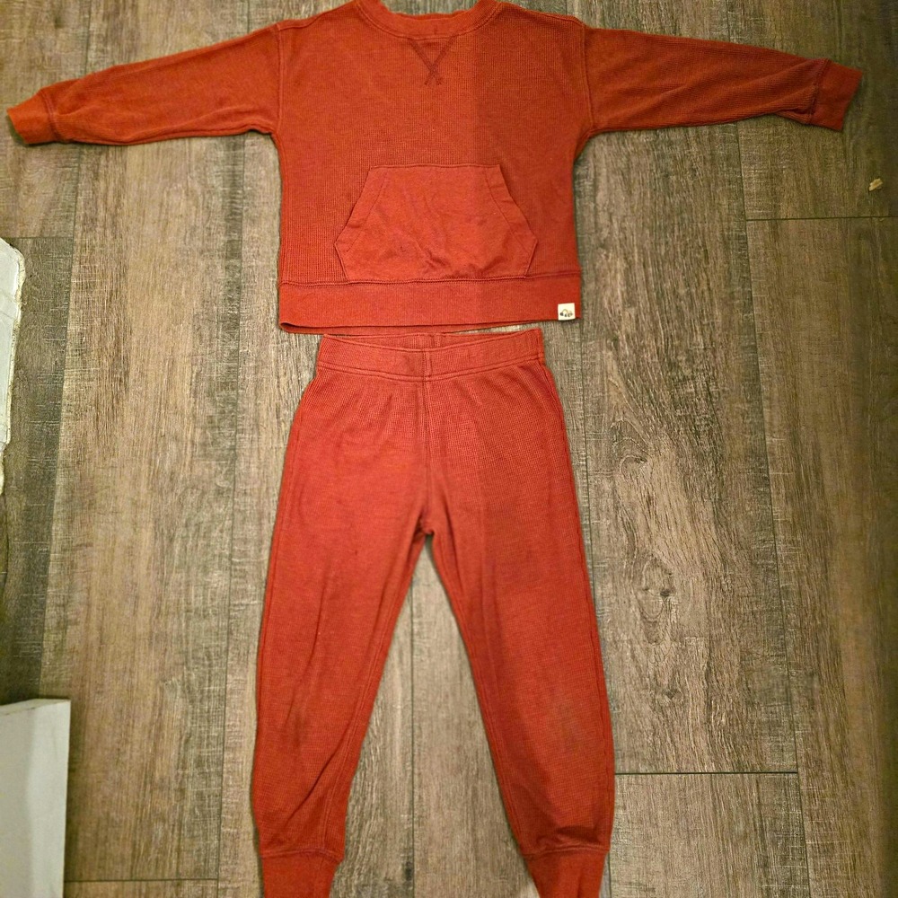 Carter's 2pc Cotton Knit Pullover Sweatshirt & Pants Set Pockets Orange 5T